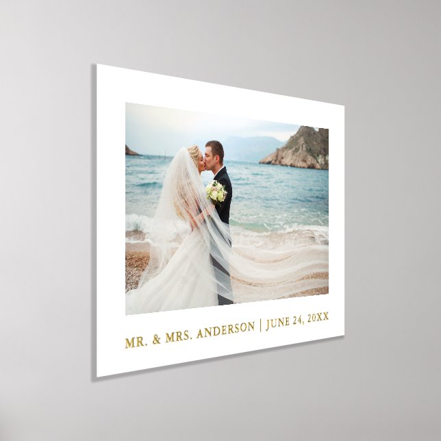 Minimalist Elegance Wedding Photo White and Gold Foil Prints (Laydown)