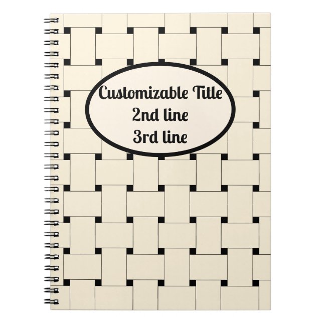 Minimalist Elegance: Woven Straps. Cream on Black  Notebook (Front)