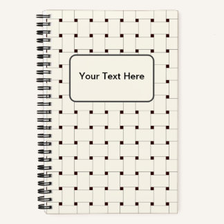 Minimalist Elegance: woven Straps. Cream  on Black Notebook