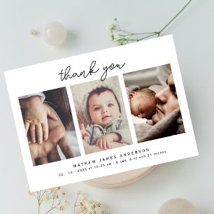 Minimalist Elegant 3 Photos Thank You Baby Shower
