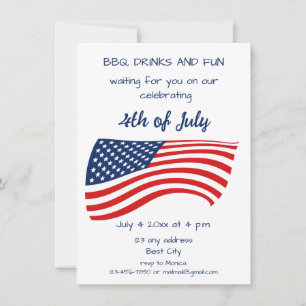 Minimalist Elegant 4th of July Family Party  Invitation