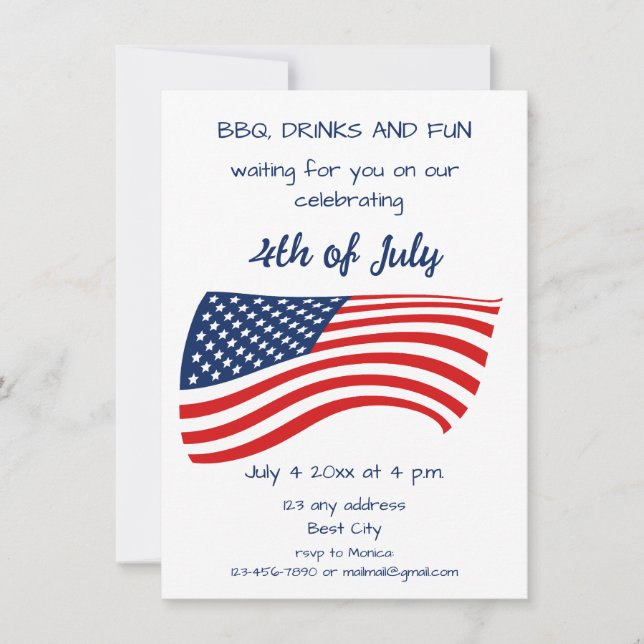 Minimalist Elegant 4th of July Family Party  Invitation (Front)