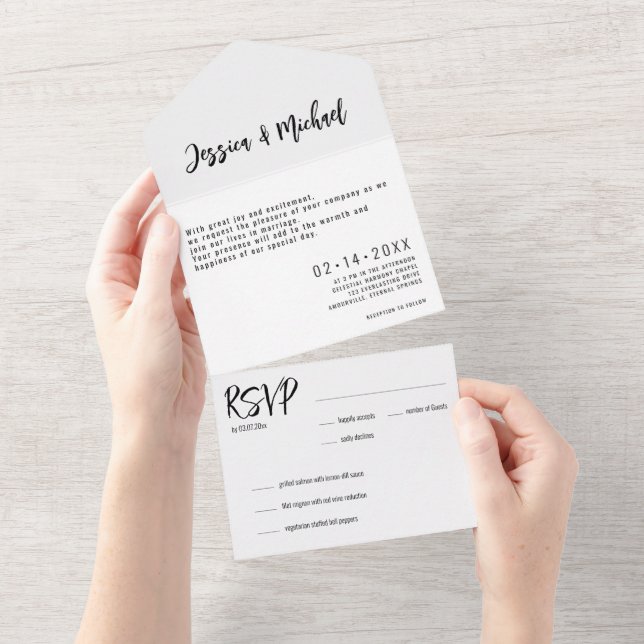 💍 Minimalist Elegant  All In One Invitation (Tearaway)