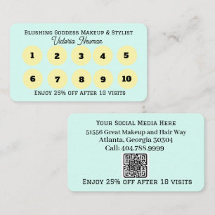 Minimalist Elegant Aquamarine and Gold Customer Loyalty Card