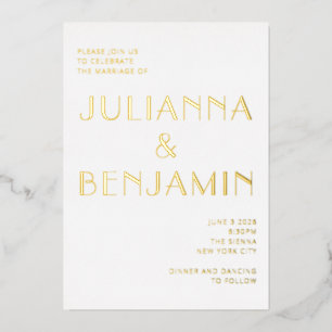 Minimalist Elegant Art Deco Chic Wedding Gold
