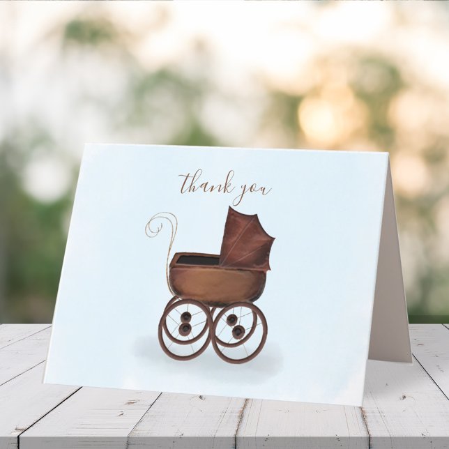 Minimalist Elegant Baby Thank You Carriage Blue (Creator Uploaded)