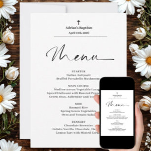 Minimalist Elegant Baptism Menu Invitation