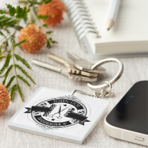 Minimalist Elegant Barbershop  Key Ring