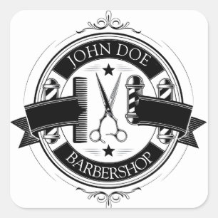 Minimalist Elegant Barbershop  Square Sticker
