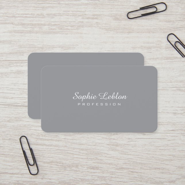 Minimalist Elegant Basic Simple Plain Grey Business Card (Front/Back In Situ)