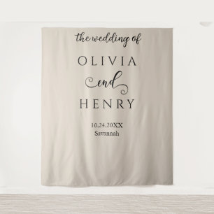 Minimalist Elegant Beige Wedding Banner Tapestry