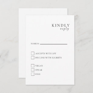 Minimalist Elegant Black and White RSVP card
