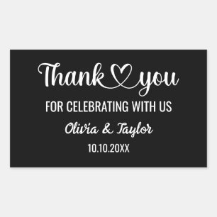Minimalist Elegant Black And White Thank You Heart Rectangular Sticker