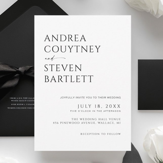 Minimalist Elegant Black and White Wedding Invitation (Creator Uploaded)