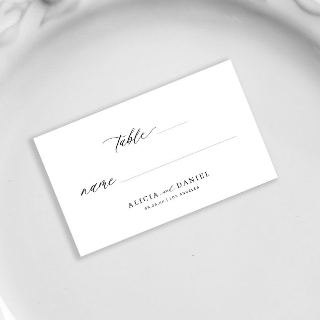 Minimalist elegant black and white wedding place card (Creator Uploaded)