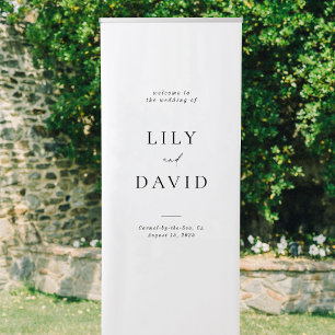 Minimalist Elegant Black and White Welcome Wedding Retractable Banner