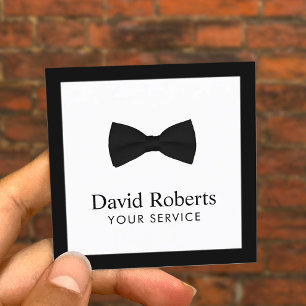 Minimalist Elegant Black Bow Tie Modern Square Business Card