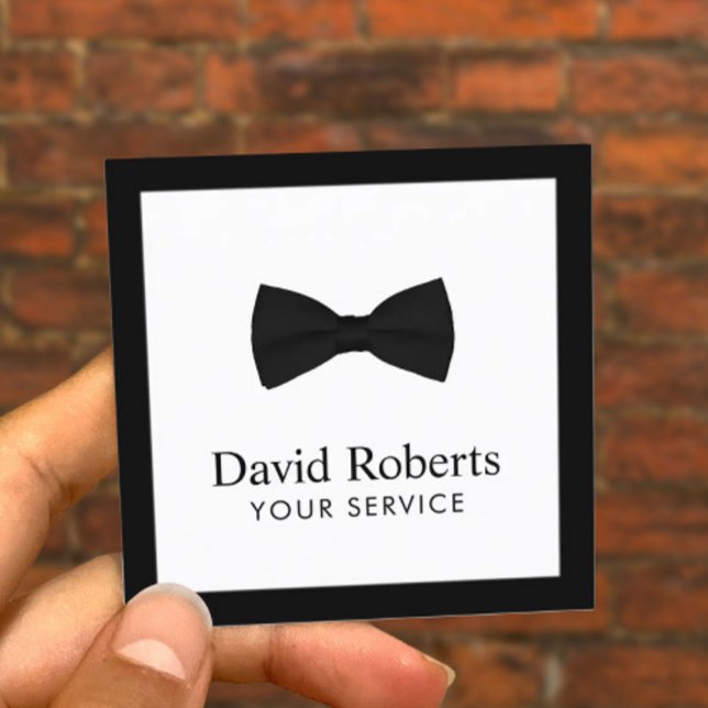 Minimalist Elegant Black Bow Tie Modern Square Business Card (Creator Uploaded)
