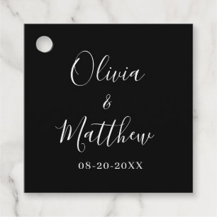 Minimalist Elegant Black Classic Wedding Favour Tags