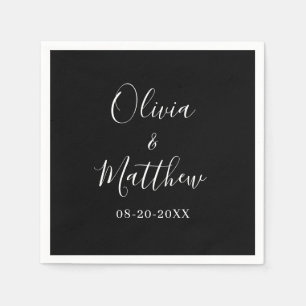 Minimalist Elegant Black Classic Wedding Napkin