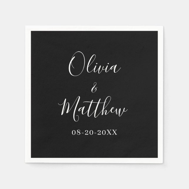 Minimalist Elegant Black Classic Wedding Napkin (Front)