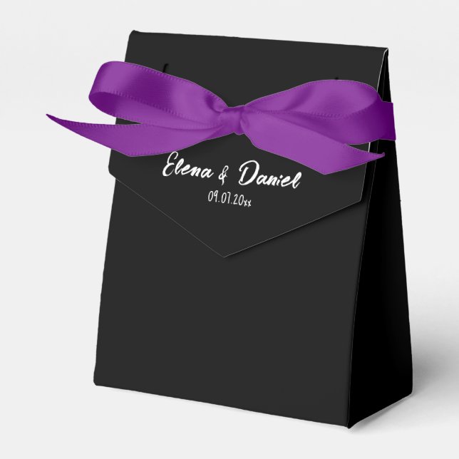 Minimalist elegant black dress wedding favour box (Front Side)