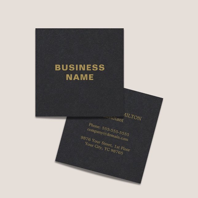 Minimalist Elegant Black Faux Gold Consultant Square Business Card (Creator Uploaded)