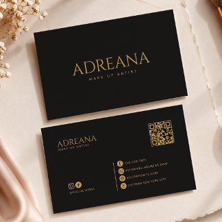 Minimalist Elegant Black Gold Qr Code Business Card