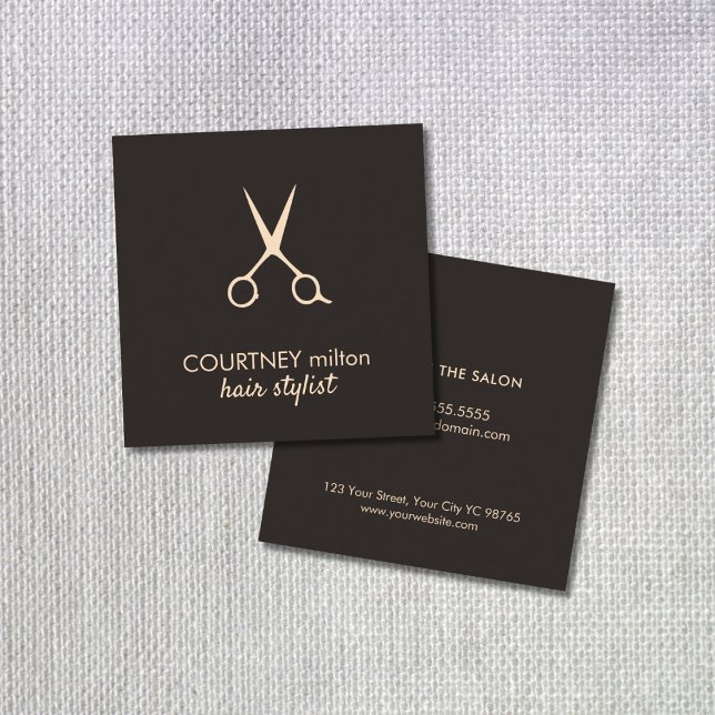 Minimalist Elegant Black Pastel Scissors Hair Square Business Card (Creator Uploaded)