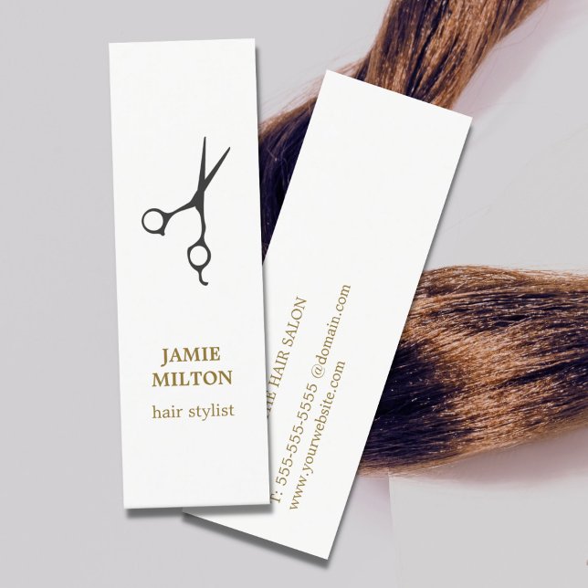 Minimalist Elegant Black Scissor Hair Stylist Mini Business Card (Creator Uploaded)