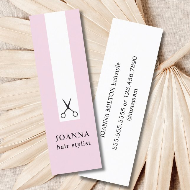 Minimalist Elegant Black Scissors Hair Stylist Min Mini Business Card (Creator Uploaded)