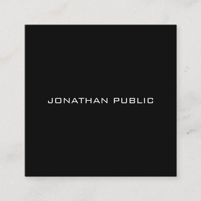 Minimalist Elegant Black Simple Modern Template Square Business Card (Front)