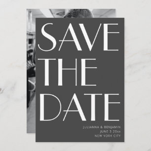 Minimalist Elegant Black White Art Deco Photo Save The Date