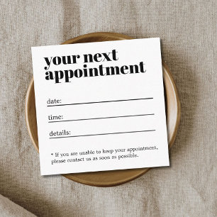 Minimalist Elegant Black White Bold Salon Appointment Card