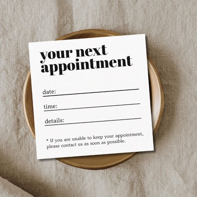 Minimalist Elegant Black White Bold Salon Appointment Card (Creator Uploaded)