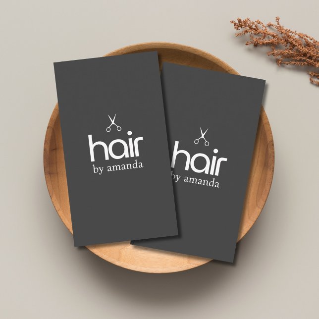 Minimalist Elegant Black White Bold Scissors Hair Business Card (Creator Uploaded)