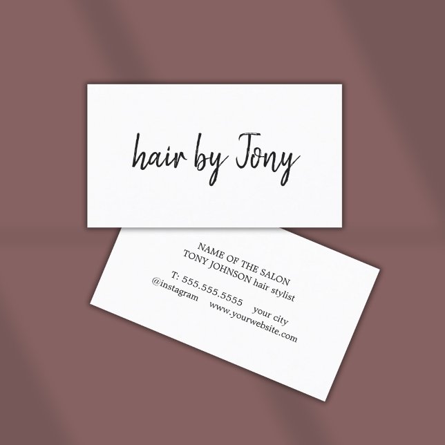 Minimalist Elegant Black White Hair Stylist Business Card (Creator Uploaded)