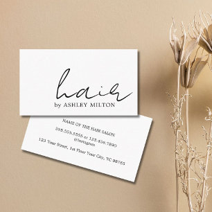 Minimalist Elegant Black White Hairstylist Business Card