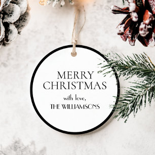 Minimalist Elegant Black White Merry Christmas  Favour Tags
