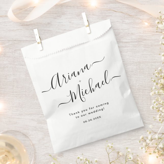 Minimalist Elegant Black white Mint to be Wedding  Favour Bags (Clipped)