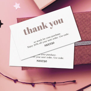 Minimalist Elegant Black White Pastel Thank You Discount Card