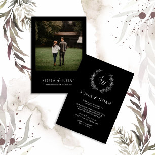 Minimalist Elegant Black & White Photo Wedding Invitation
