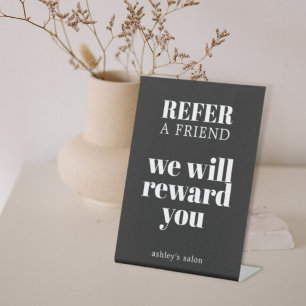 Minimalist Elegant Black White Salon Pedestal Sign