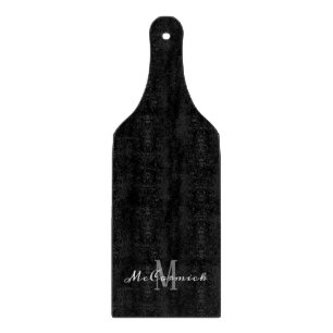 Minimalist Elegant Black White Script Monogram Cutting Board