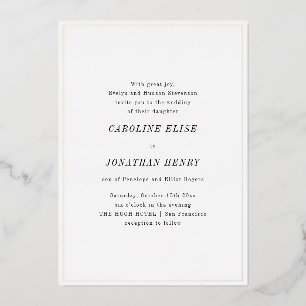 Minimalist Elegant Black White Serif Wedding Gold