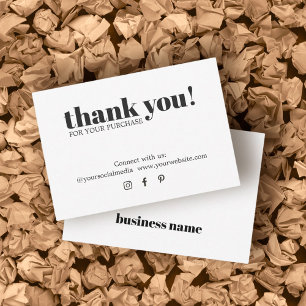 Minimalist Elegant Black White Thank You Card