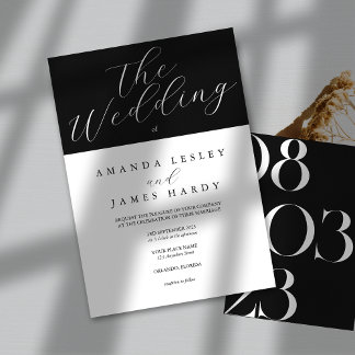 Minimalist Elegant Black & White Wedding Invitation