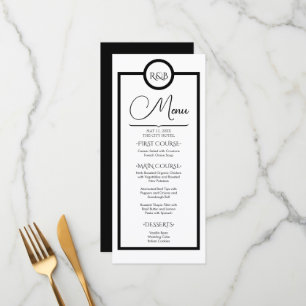 Minimalist Elegant Black & White Wedding Menu