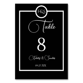 Minimalist Elegant Black & White Wedding Table Number