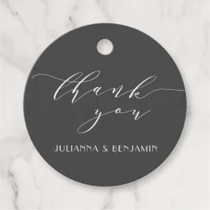Minimalist Elegant Black White Wedding Thank You Favour Tags